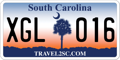 SC license plate XGL016