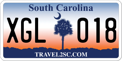 SC license plate XGL018