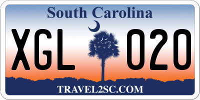 SC license plate XGL020