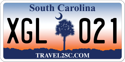 SC license plate XGL021