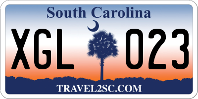 SC license plate XGL023
