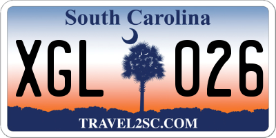 SC license plate XGL026
