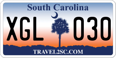 SC license plate XGL030