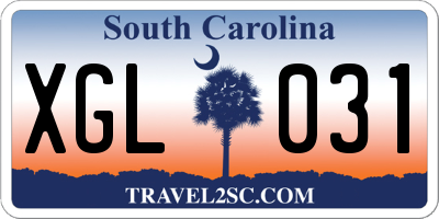 SC license plate XGL031