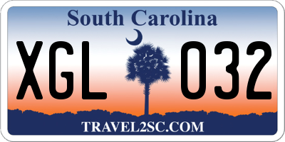 SC license plate XGL032