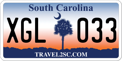 SC license plate XGL033