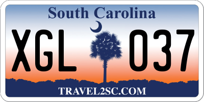 SC license plate XGL037