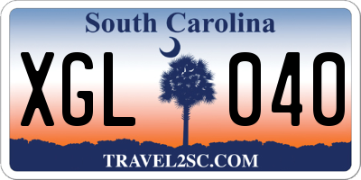 SC license plate XGL040