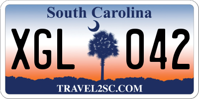 SC license plate XGL042