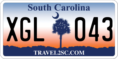 SC license plate XGL043