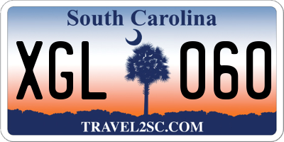 SC license plate XGL060