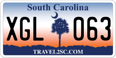 SC license plate XGL063