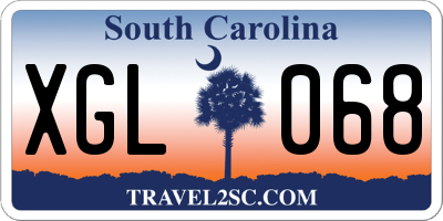 SC license plate XGL068
