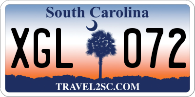 SC license plate XGL072