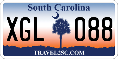 SC license plate XGL088