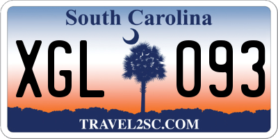 SC license plate XGL093