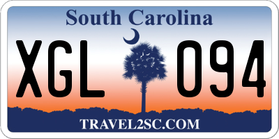 SC license plate XGL094