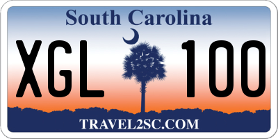 SC license plate XGL100