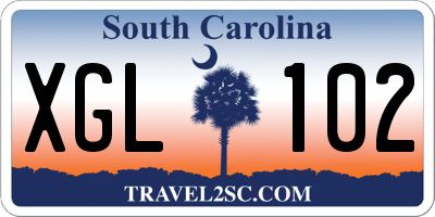 SC license plate XGL102