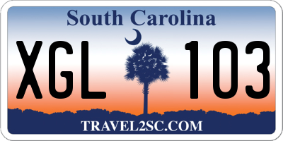SC license plate XGL103