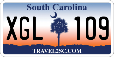 SC license plate XGL109