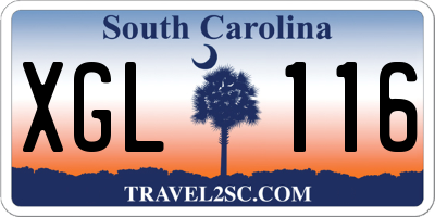 SC license plate XGL116