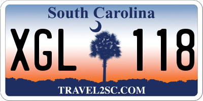 SC license plate XGL118