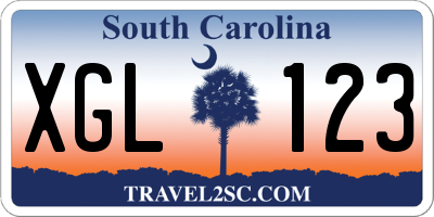 SC license plate XGL123