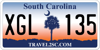 SC license plate XGL135