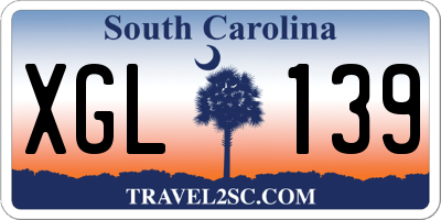 SC license plate XGL139
