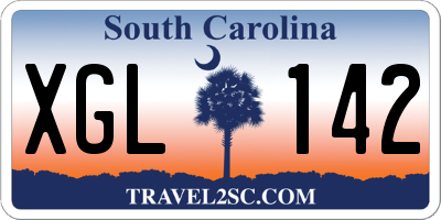 SC license plate XGL142
