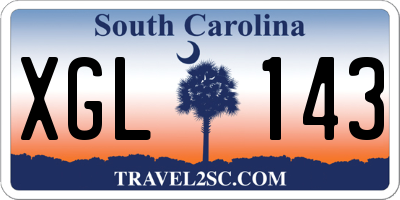 SC license plate XGL143