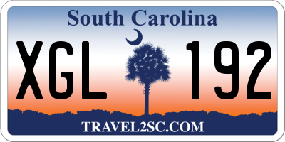 SC license plate XGL192