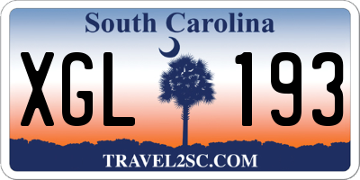 SC license plate XGL193