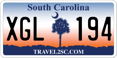 SC license plate XGL194