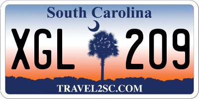SC license plate XGL209