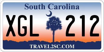 SC license plate XGL212