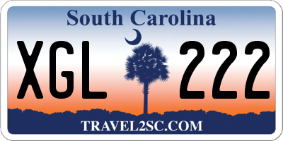 SC license plate XGL222