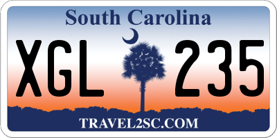 SC license plate XGL235