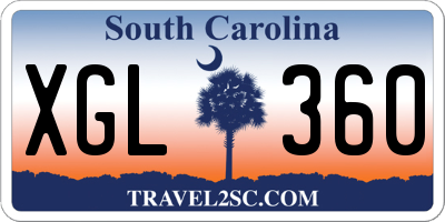 SC license plate XGL360