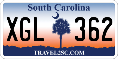 SC license plate XGL362