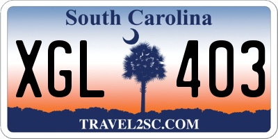 SC license plate XGL403