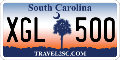 SC license plate XGL500