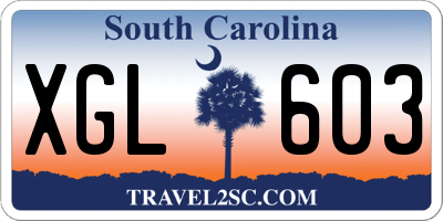 SC license plate XGL603