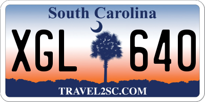 SC license plate XGL640