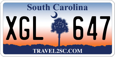 SC license plate XGL647