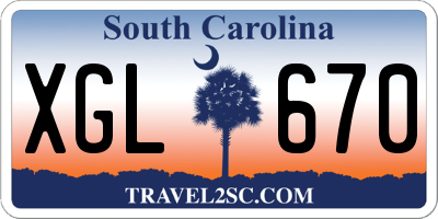 SC license plate XGL670