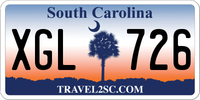 SC license plate XGL726