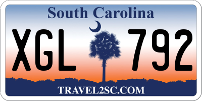 SC license plate XGL792