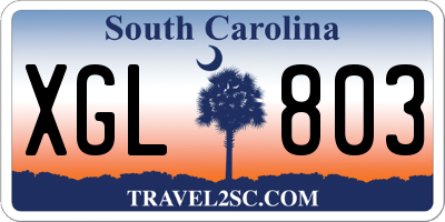 SC license plate XGL803